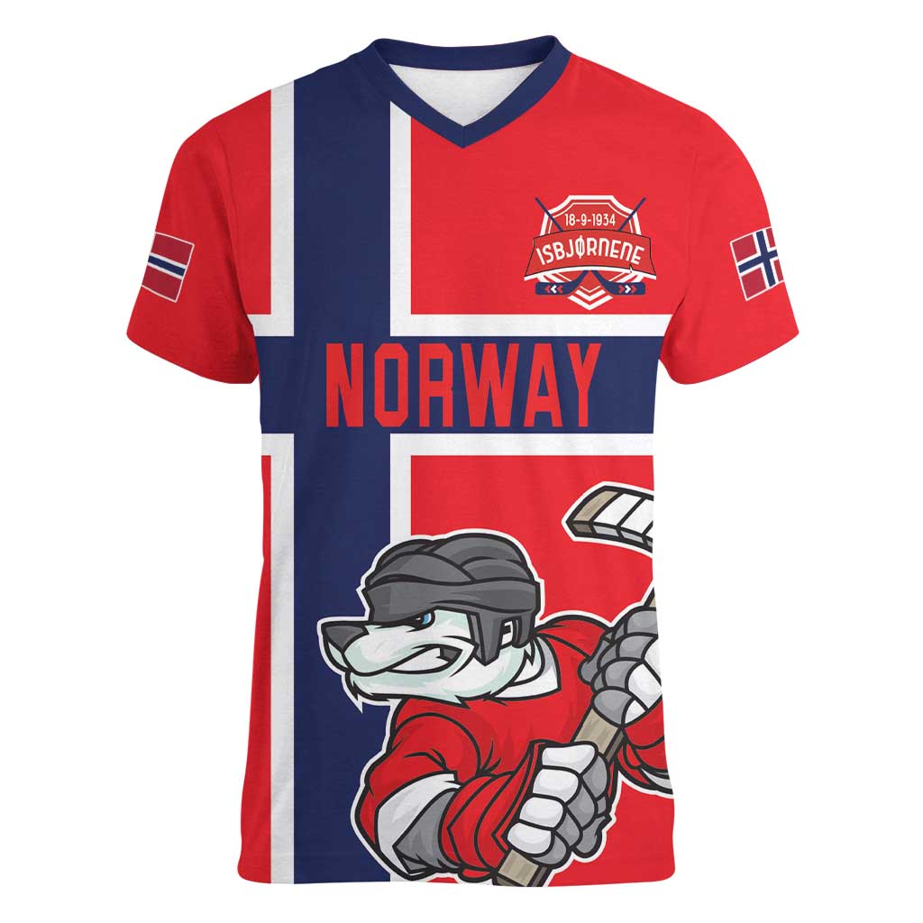 Custom Norway Hockey Women V-Neck T-Shirt The Polar Bears Hockey