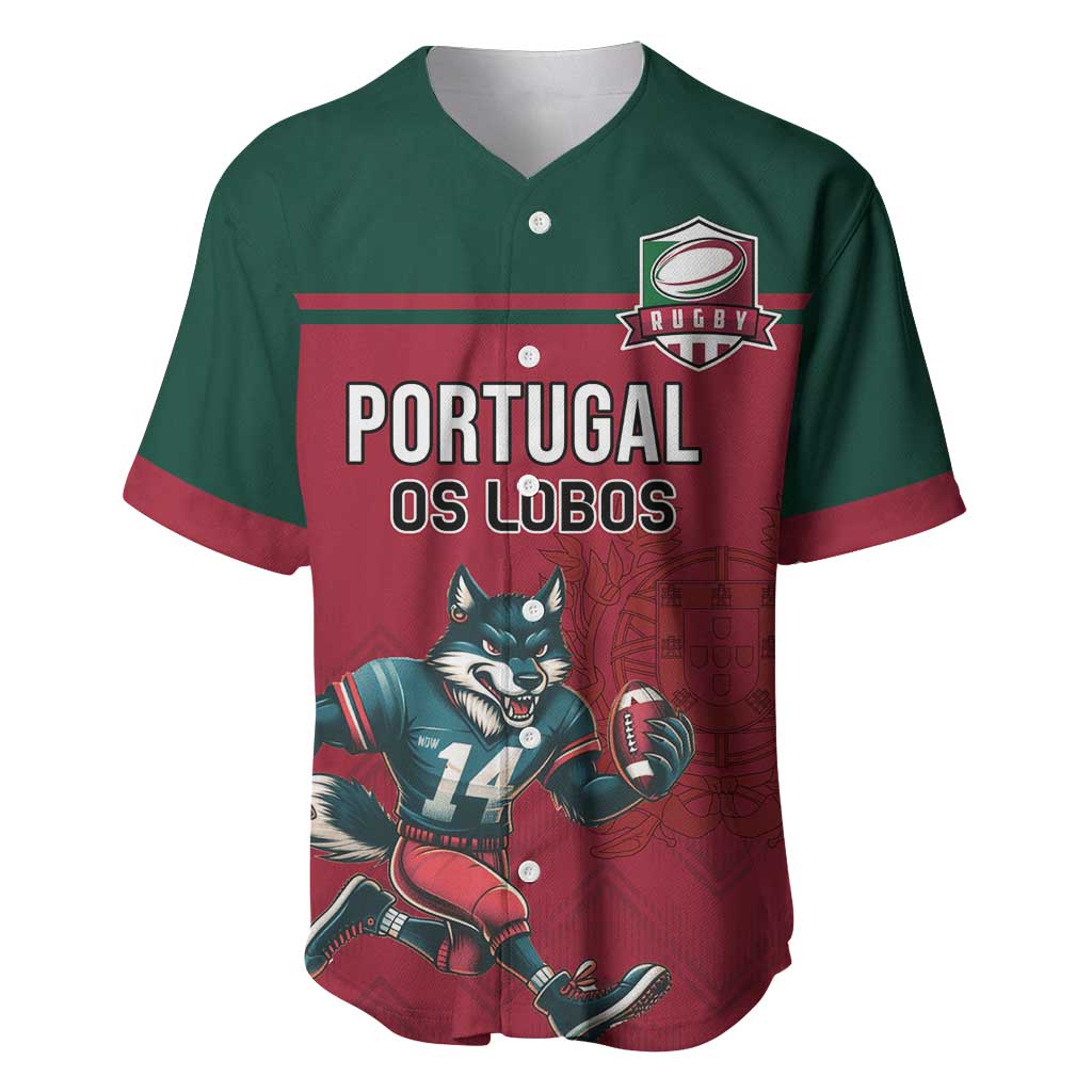 Custom Portugal Rugby Baseball Jersey Go Os Lobos Wolves Mascot