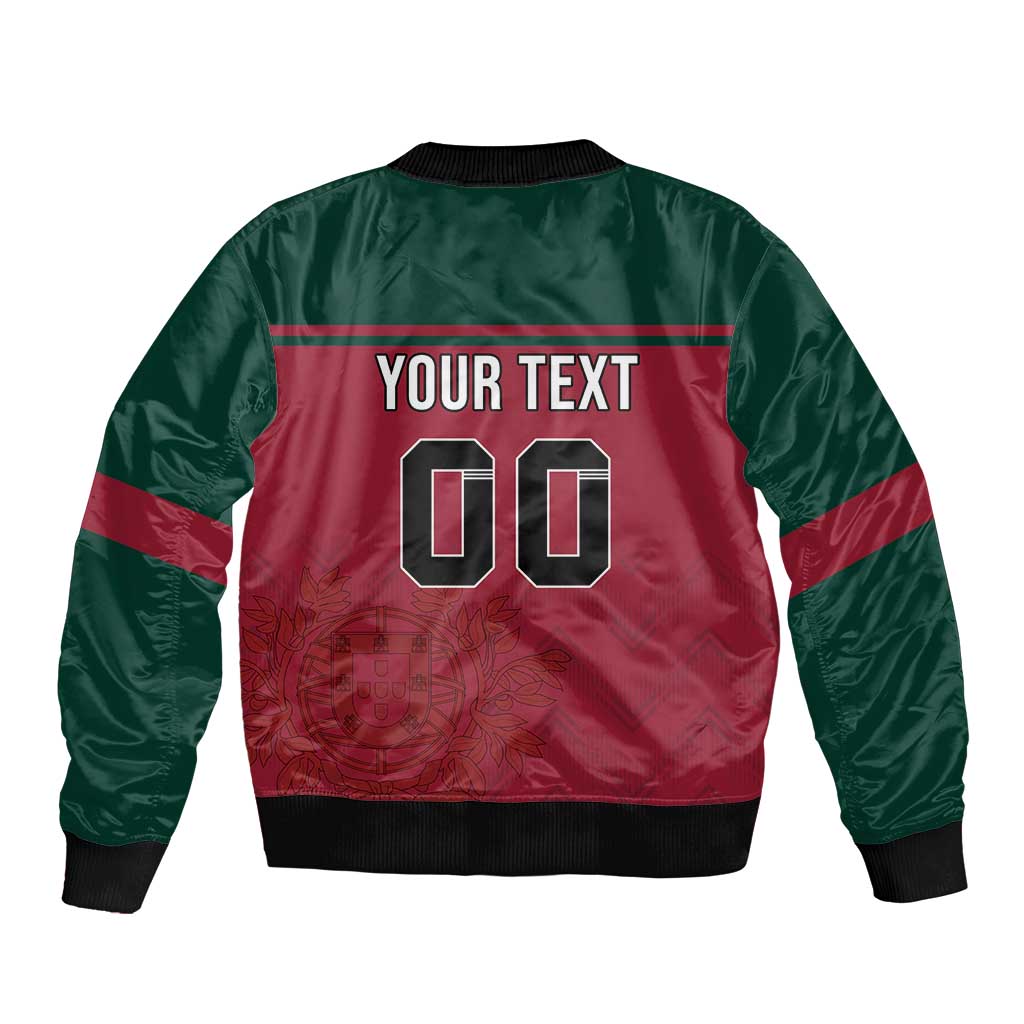 Custom Portugal Rugby Bomber Jacket Go Os Lobos Wolves Mascot