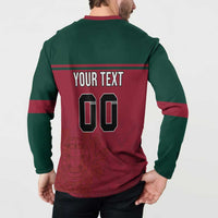 Custom Portugal Rugby Button Sweatshirt Go Os Lobos Wolves Mascot