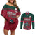 Custom Portugal Rugby Couples Matching Off Shoulder Short Dress and Long Sleeve Button Shirt Go Os Lobos Wolves Mascot