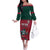 Custom Portugal Rugby Family Matching Off The Shoulder Long Sleeve Dress and Hawaiian Shirt Go Os Lobos Wolves Mascot