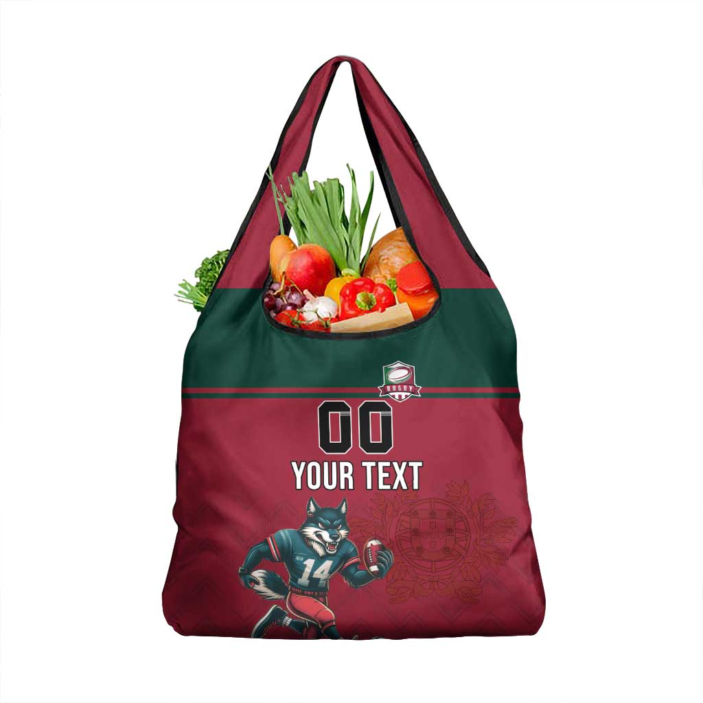 Custom Portugal Rugby Grocery Bag Go Os Lobos Wolves Mascot