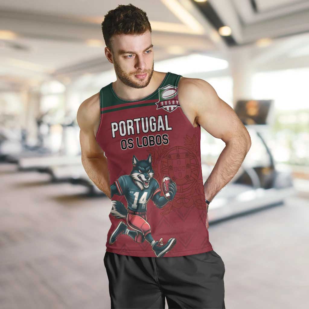 Custom Portugal Rugby Men Tank Top Go Os Lobos Wolves Mascot