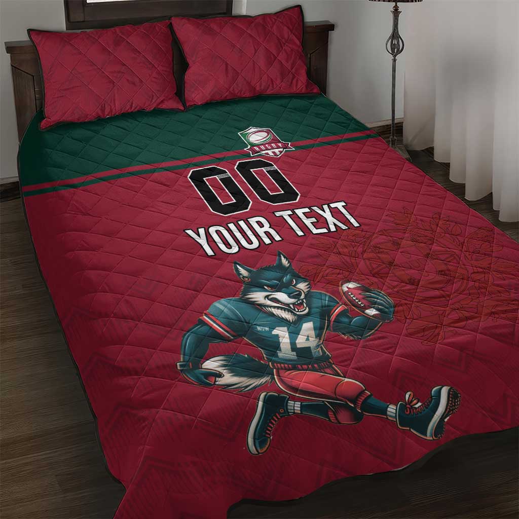 Custom Portugal Rugby Quilt Bed Set Go Os Lobos Wolves Mascot