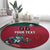 Custom Portugal Rugby Round Carpet Go Os Lobos Wolves Mascot