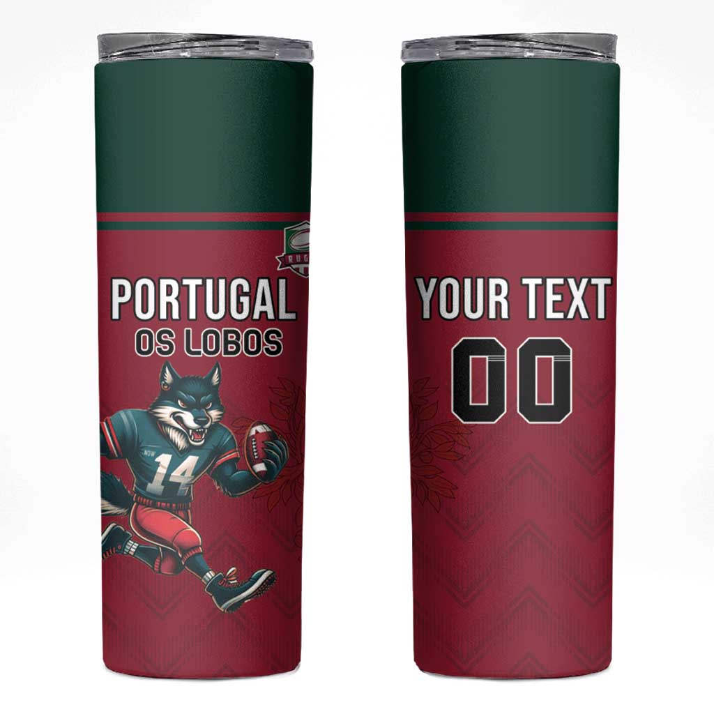 Custom Portugal Rugby Skinny Tumbler Go Os Lobos Wolves Mascot