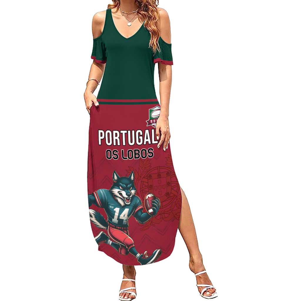 Custom Portugal Rugby Summer Maxi Dress Go Os Lobos Wolves Mascot