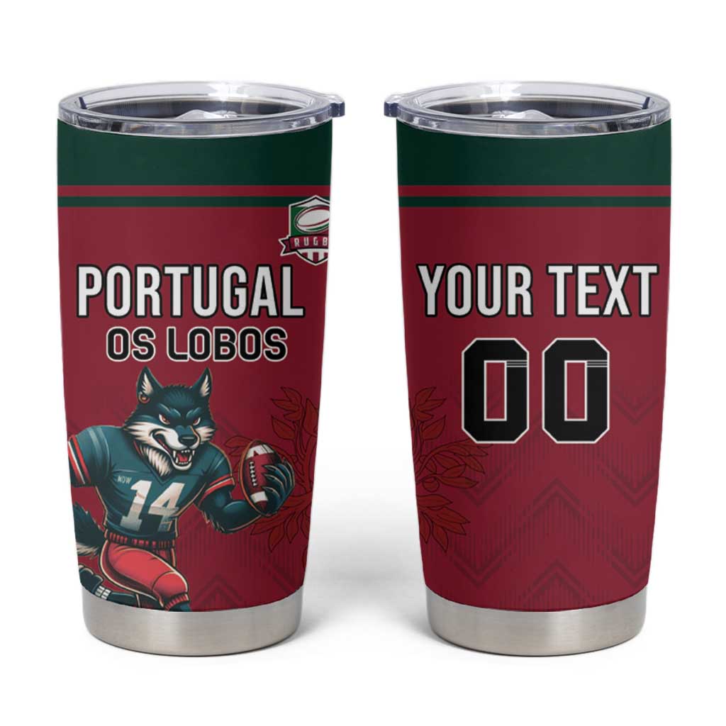 Custom Portugal Rugby Tumbler Cup Go Os Lobos Wolves Mascot