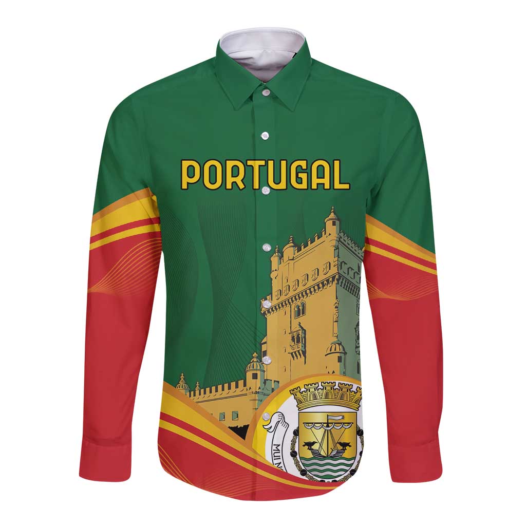 Personalized Portugal Belem Tower Long Sleeve Button Shirt Mui Nobre e Sempre Leal