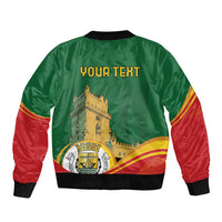 Personalized Portugal Belem Tower Sleeve Zip Bomber Jacket Mui Nobre e Sempre Leal