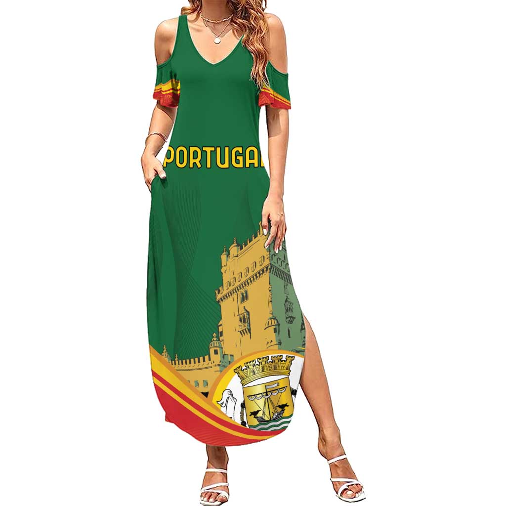 Personalized Portugal Belem Tower Summer Maxi Dress Mui Nobre e Sempre Leal