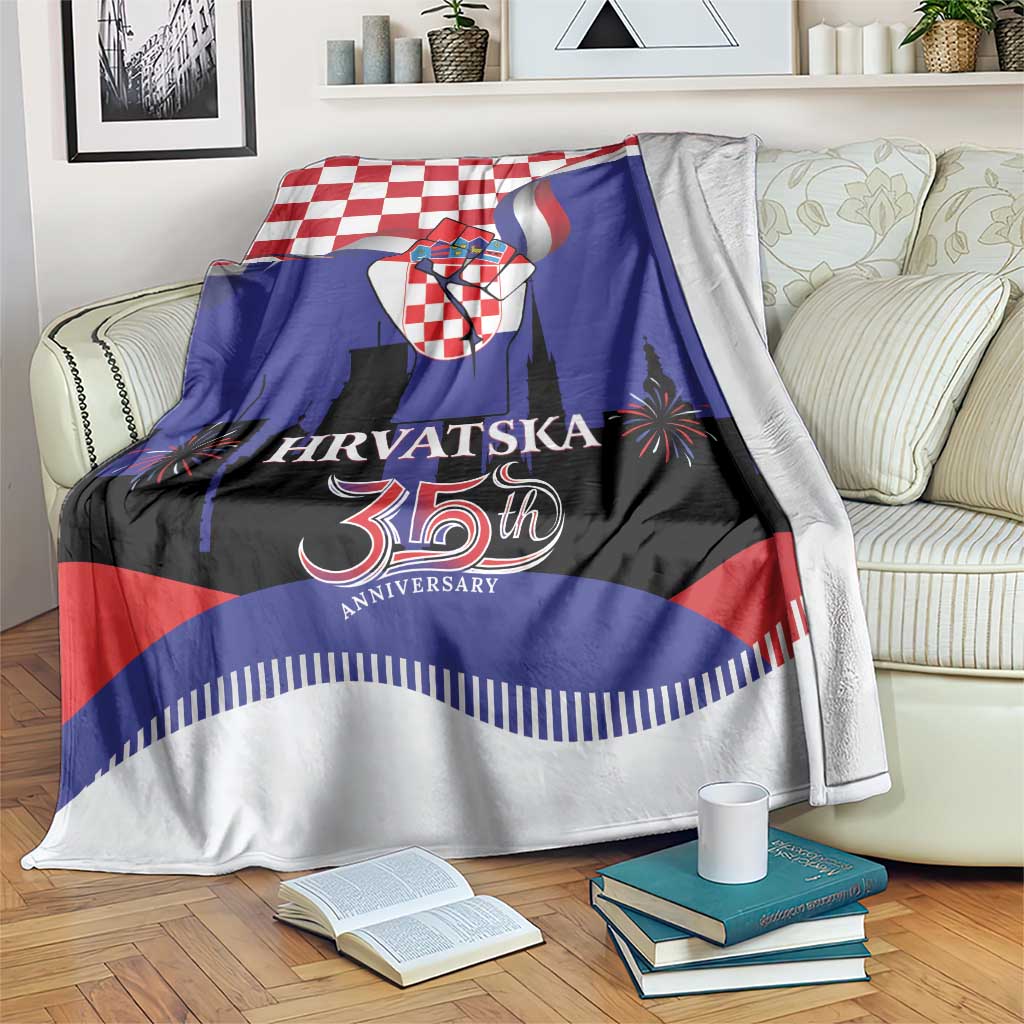 Croatia Independence Day Blanket Hrvatska Checkerboard 35th Anniversary