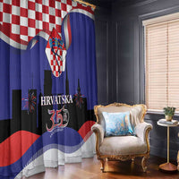 Croatia Independence Day Window Curtain Hrvatska Checkerboard 35th Anniversary