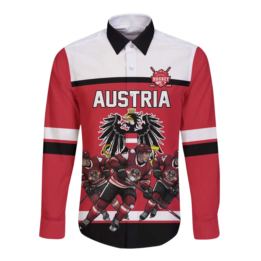 Austria Hockey Custom Long Sleeve Button Shirt Austrian Eagle Pride