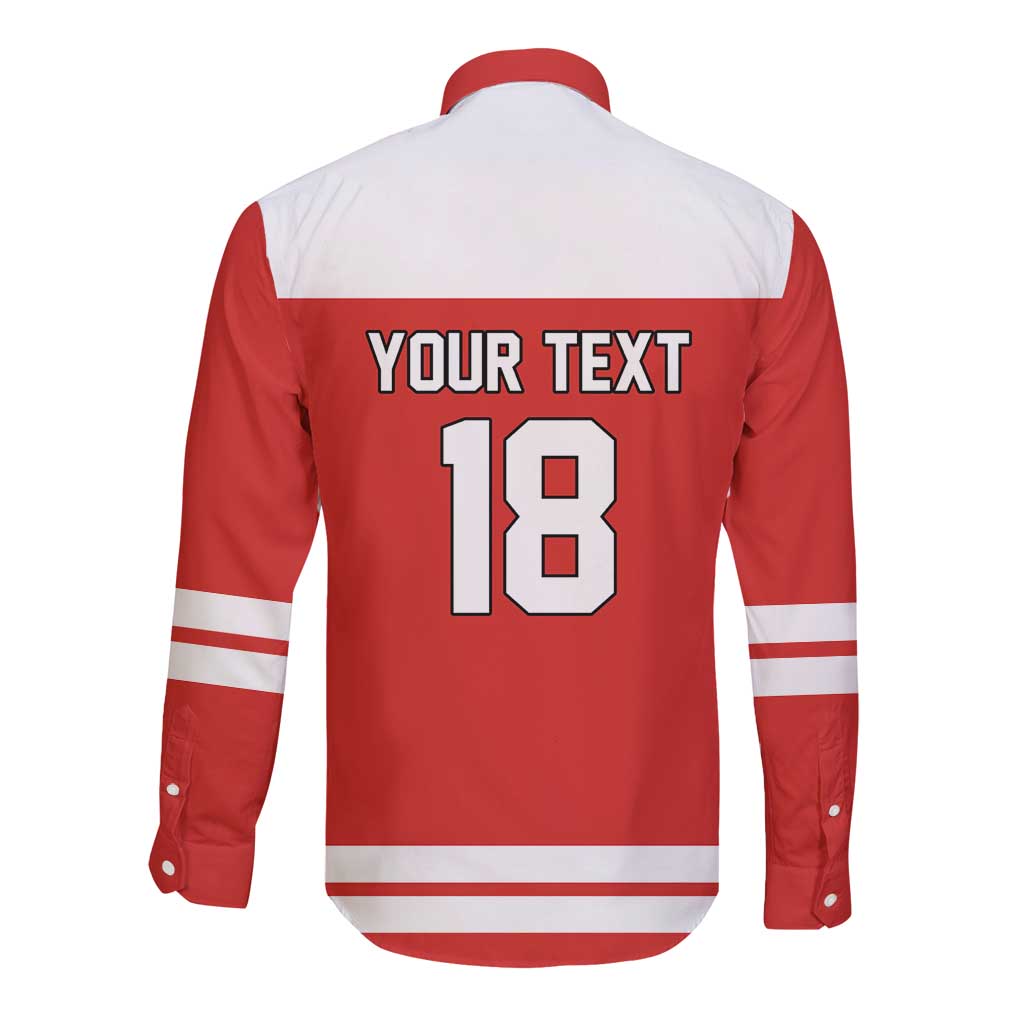 Canada Hockey Custom Long Sleeve Button Shirt Maple Leaf Northern Pride