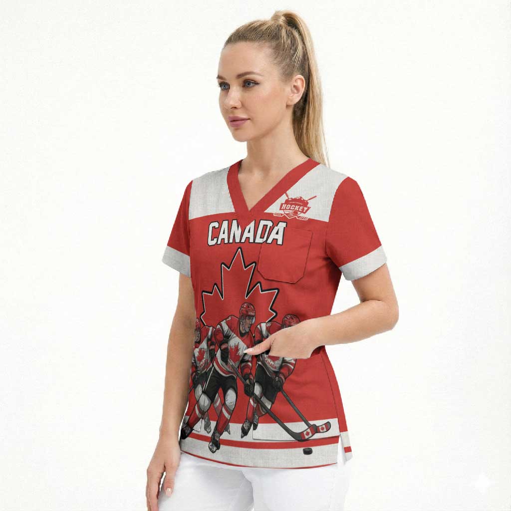 Canada Hockey Custom Scrub Top Maple Leaf Northern Pride