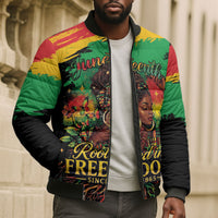 Juneteenth Rooted in Freedom Bomber Puffer Jacket Black Pride African Queen