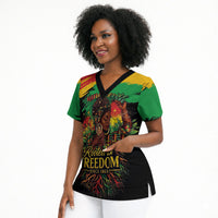 Juneteenth Rooted in Freedom Scrub Top Black Pride African Queen