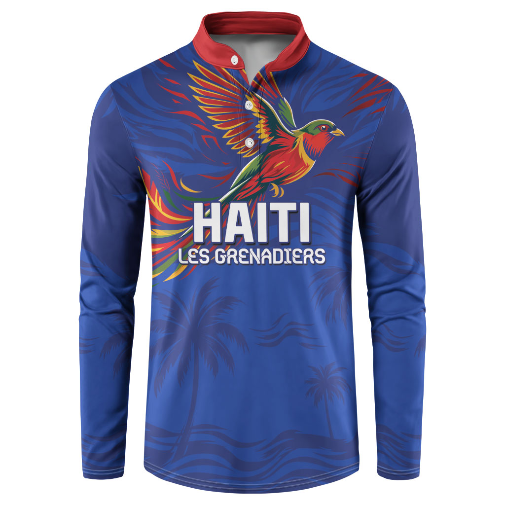 Haiti Heritage Football 2026 Custom Button Sweatshirt Hispaniolan Trogon Bird