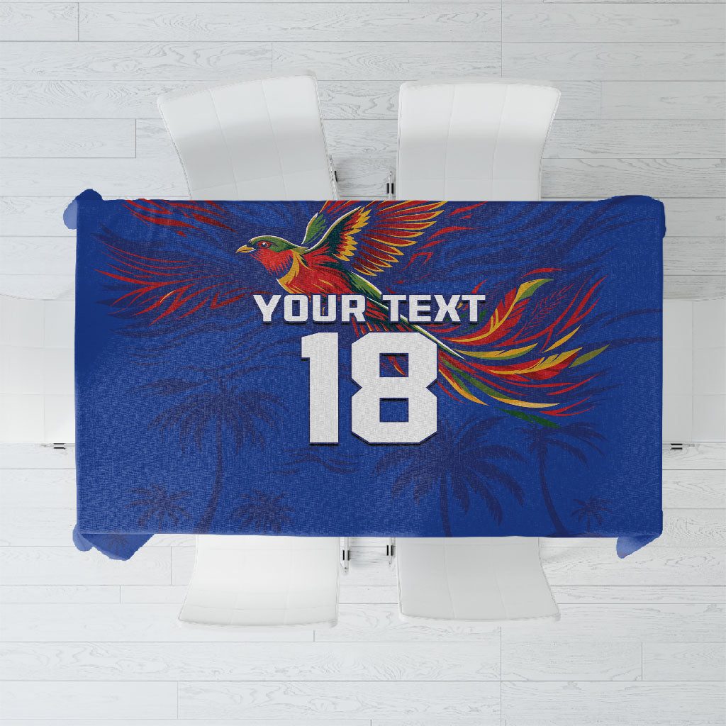 Haiti Heritage Football 2026 Custom Tablecloth Hispaniolan Trogon Bird