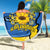 Ukraine Sunflower Peace Sign Beach Blanket With Folk Patterns - Wonder Print Shop