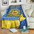 Ukraine Sunflower Peace Sign Blanket With Folk Patterns