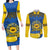 Ukraine Sunflower Peace Sign Couples Matching Long Sleeve Bodycon Dress and Long Sleeve Button Shirt With Folk Patterns - Wonder Print Shop