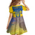 Ukraine Sunflower Peace Sign Kid Short Sleeve Dress With Folk Patterns - Wonder Print Shop