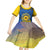 Ukraine Sunflower Peace Sign Kid Short Sleeve Dress With Folk Patterns - Wonder Print Shop