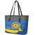 Ukraine Sunflower Peace Sign Leather Tote Bag With Folk Patterns - Wonder Print Shop