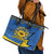 Ukraine Sunflower Peace Sign Leather Tote Bag With Folk Patterns - Wonder Print Shop