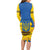 Ukraine Sunflower Peace Sign Long Sleeve Bodycon Dress With Folk Patterns - Wonder Print Shop