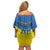 Ukraine Sunflower Peace Sign Off Shoulder Short Dress With Folk Patterns - Wonder Print Shop