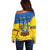 Ukraine Sunflower Peace Sign Off Shoulder Sweater With Folk Patterns - Wonder Print Shop