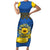 Ukraine Sunflower Peace Sign Short Sleeve Bodycon Dress With Folk Patterns - Wonder Print Shop