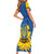 Ukraine Sunflower Peace Sign Short Sleeve Bodycon Dress With Folk Patterns - Wonder Print Shop