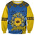 Ukraine Sunflower Peace Sign Sweatshirt With Folk Patterns - Wonder Print Shop