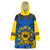 Ukraine Sunflower Peace Sign Wearable Blanket Hoodie With Folk Patterns - Wonder Print Shop