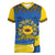 Ukraine Sunflower Peace Sign Women V-Neck T-Shirt With Folk Patterns - Wonder Print Shop