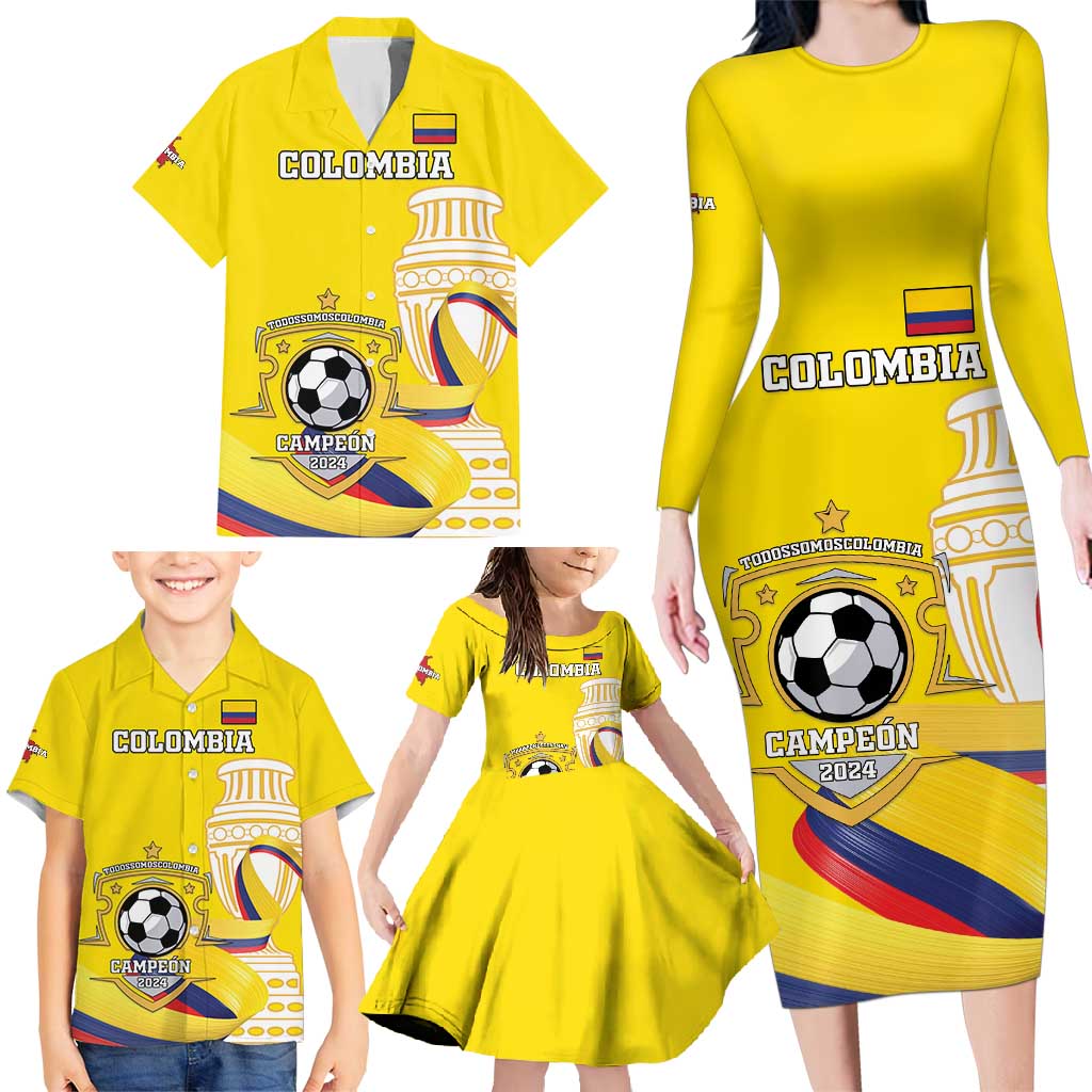 Custom Colombia Football Family Matching Long Sleeve Bodycon Dress and Hawaiian Shirt Go Champions Unique Style - Wonder Print Shop