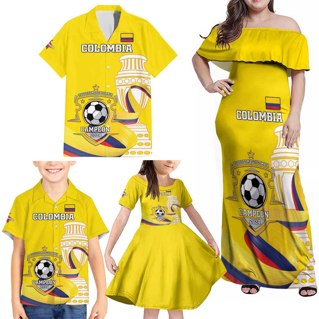 Custom Colombia Football Family Matching Off Shoulder Maxi Dress and Hawaiian Shirt Go Champions Unique Style - Wonder Print Shop