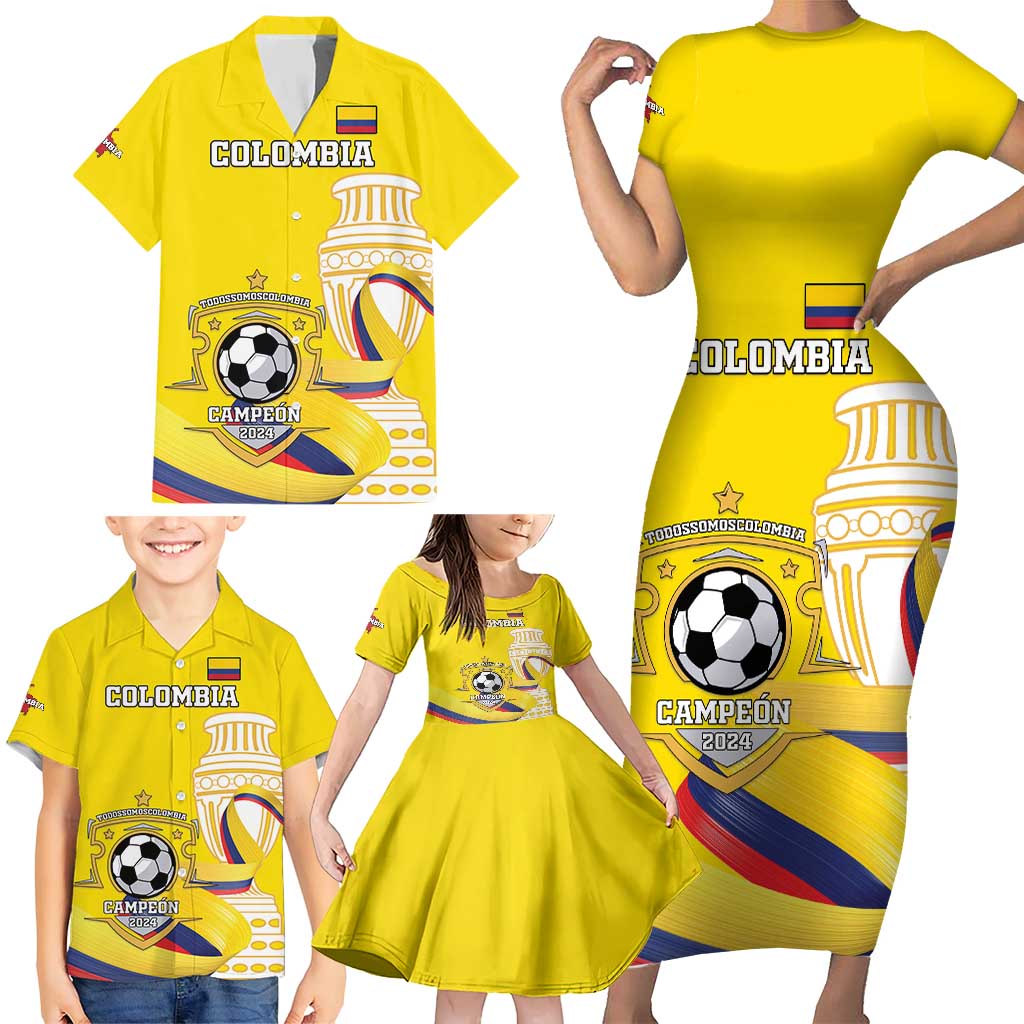 Custom Colombia Football Family Matching Short Sleeve Bodycon Dress and Hawaiian Shirt Go Champions Unique Style - Wonder Print Shop