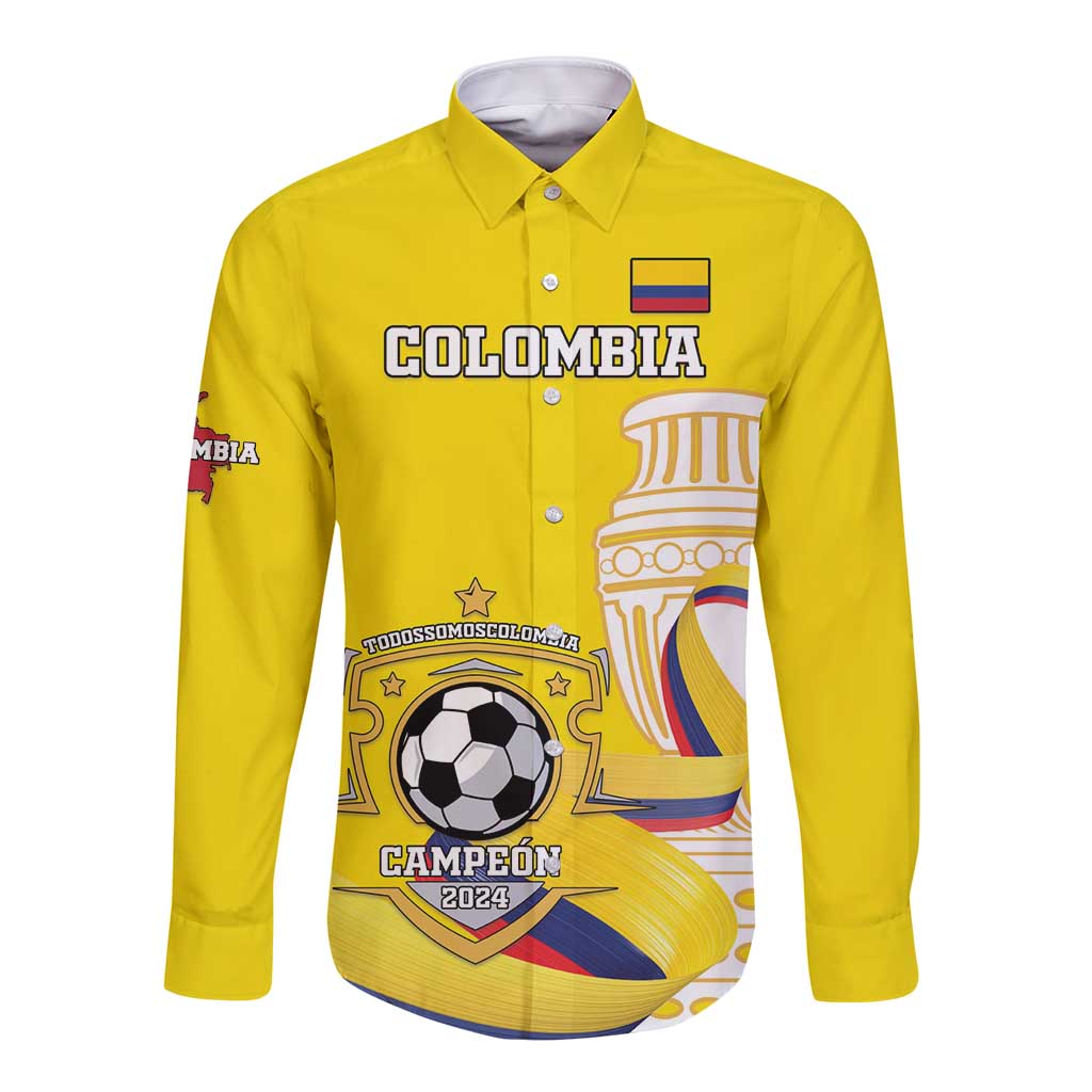 Custom Colombia Football Long Sleeve Button Shirt Go Champions Unique Style - Wonder Print Shop