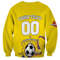 Yellow football sweatshirt with back text 'YOUR TEXT 00' and crest, long sleeves