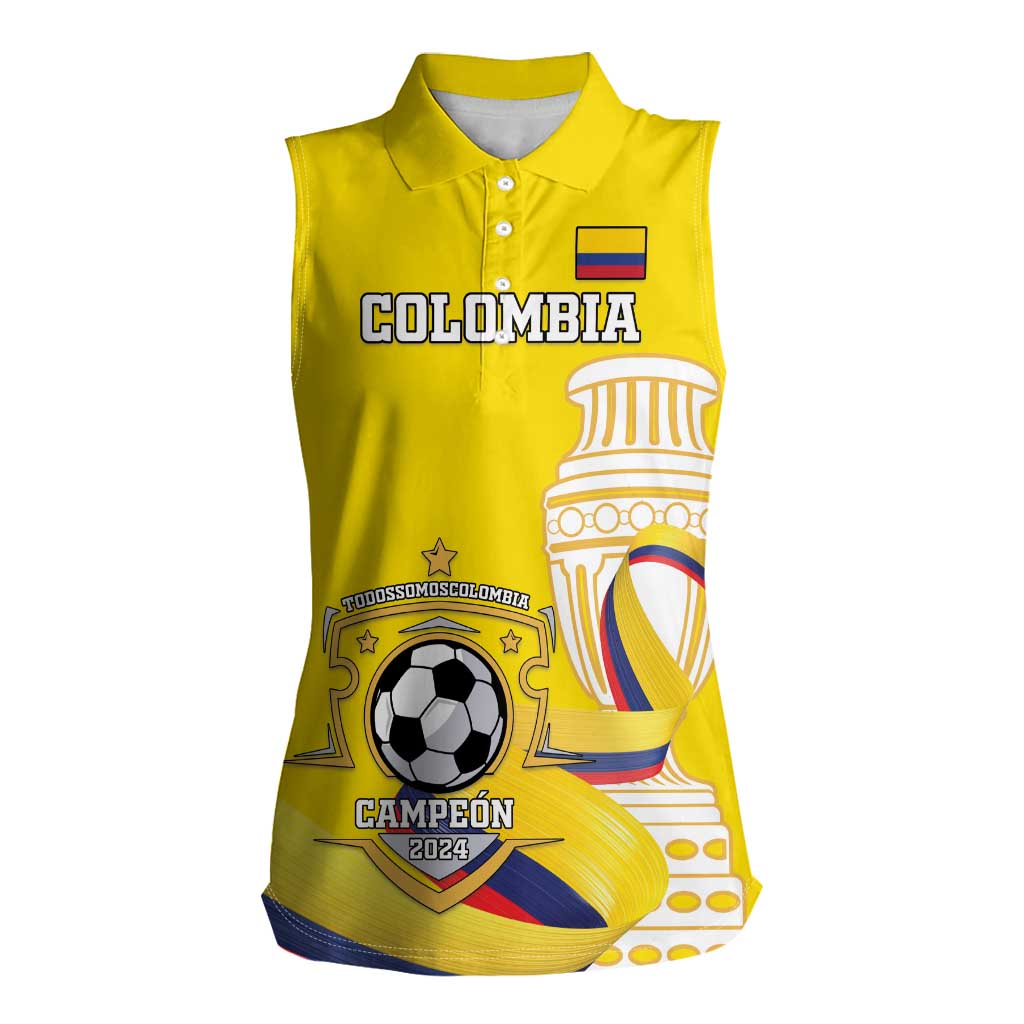 Custom Colombia Football Women Sleeveless Polo Shirt Go Champions Unique Style - Wonder Print Shop