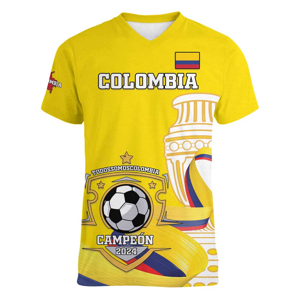 Custom Colombia Football Women V-Neck T-Shirt Go Champions Unique Style - Wonder Print Shop