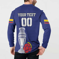 Navy blue football button sweatshirt with back print, cup and soccer ball, flag sleeve