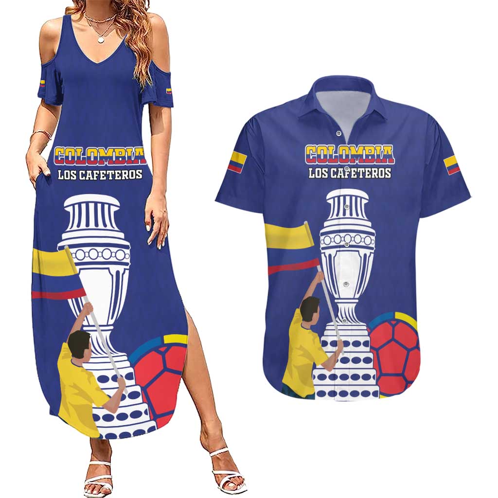 Custom Colombia Football Couples Matching Summer Maxi Dress and Hawaiian Shirt 2024 Copa America - Wonder Print Shop