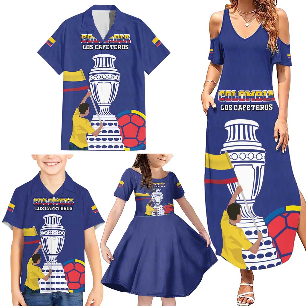 Custom Colombia Football Family Matching Summer Maxi Dress and Hawaiian Shirt 2024 Copa America - Wonder Print Shop